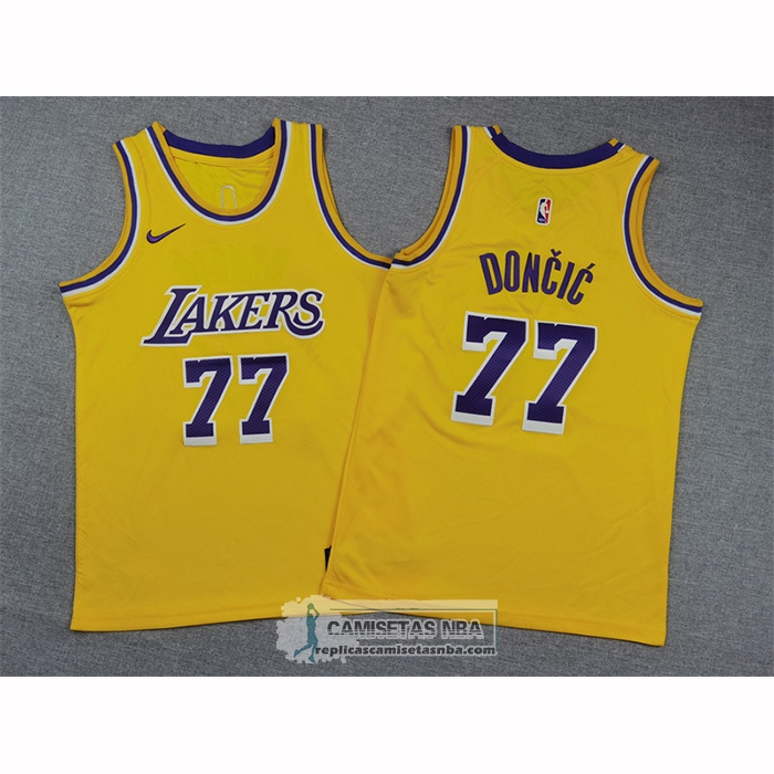 Camiseta Nino Los Angeles Lakers Luka Doncic NO 77 Icon 2024-25 Amarillo